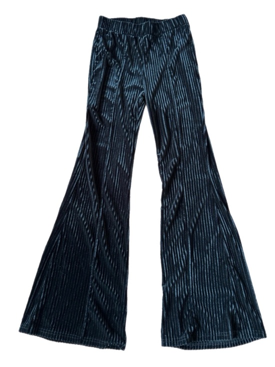 SHEIN Pants - SHEIN Black Velvet Ribbed Flare Trousers